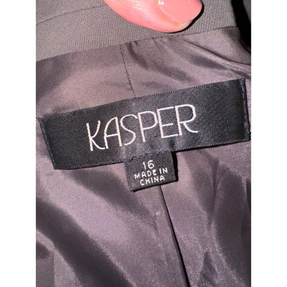 Kasper Oversized Structured Gray Blazer Jacket Plus Sz 16 Officewear Business - Picture 6 of 12